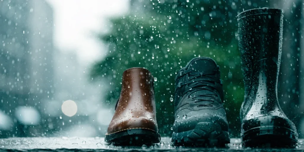 Water-resistant footwear membrane, treatment, or rubber